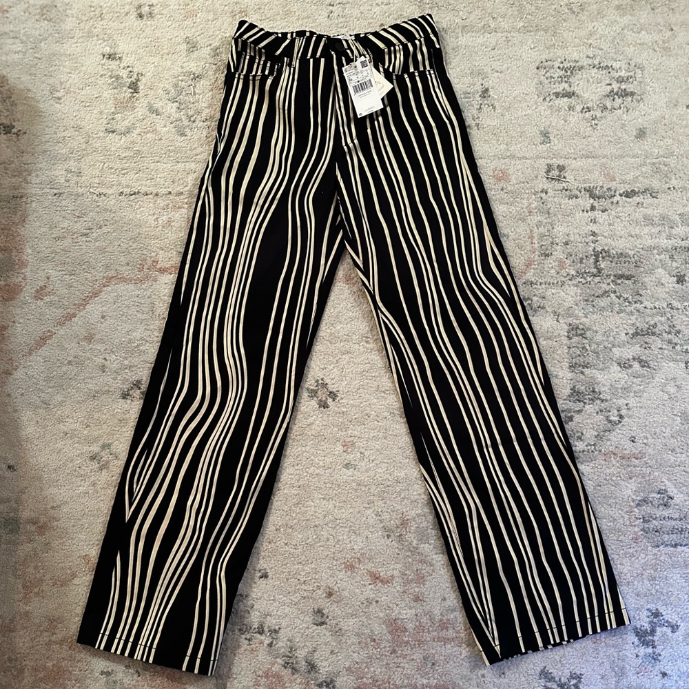 Mango Mono striped straight leg jeans
